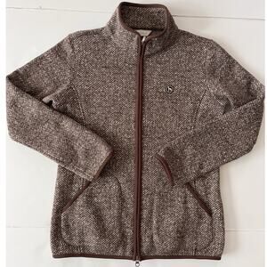 ADABAT Golf Jacket Women Sz 40( Fits Sz M) Brown Full Zipper Knit Made In Japan